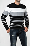 Moški pulover JH-3050, črn-siv