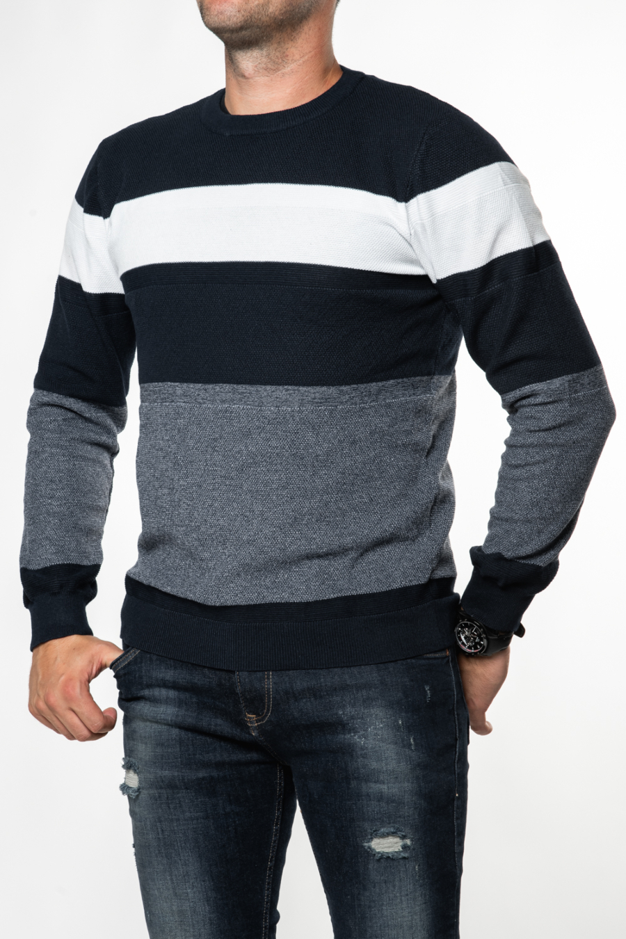 Moški pulover JH-3235, moder-bel